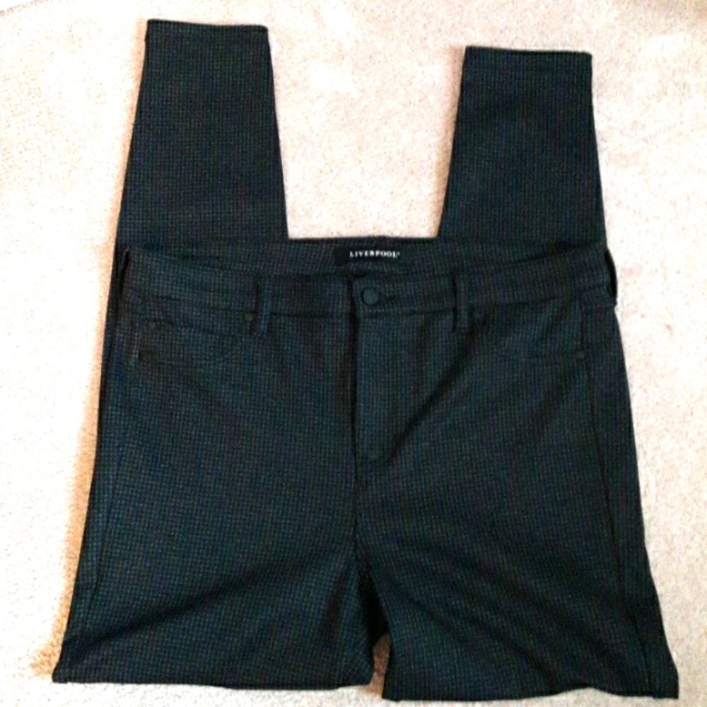 LIVERPOOL Houndstooth Black & Grey Stretch Slim Leg Pants